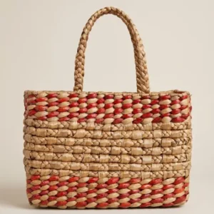 Rustic Red Weave Hyacinth Tote