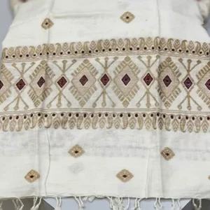 Eri Silk Hand Woven Stole with Traditional Motifs