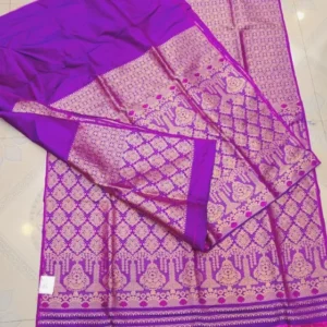 Pure Paat beautiful sador mekhela Purple in color whole body Guna & Thread work.