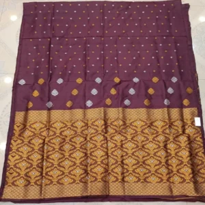 Pure Paat Brown Color saree with Golden Guna